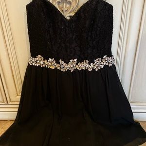 Gorgeous black crystal girls party dress